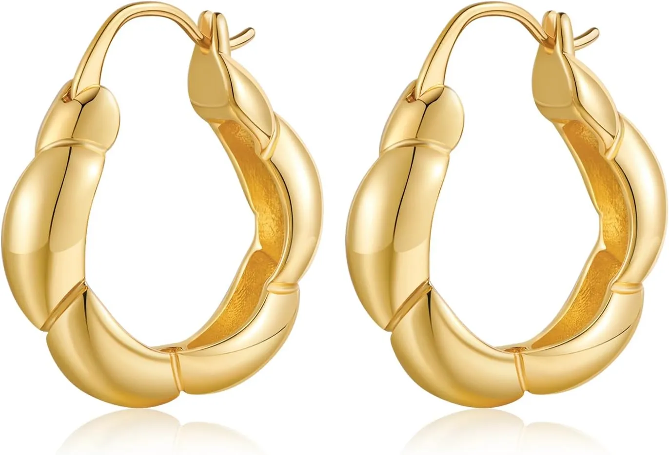 LILIE&WHITE Gold Chunky Hoop Earrings for Women Hypoallergenic Earrings Fashion Earrings Gift Earring Twisted Hoop Earrings
