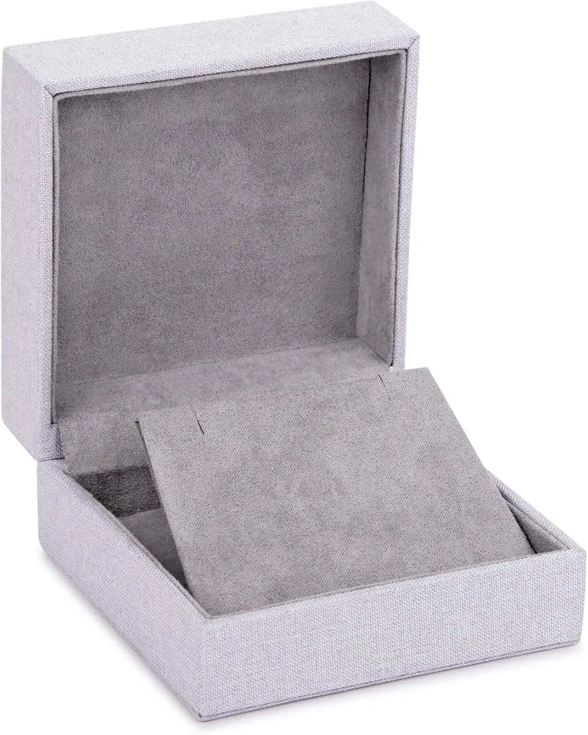 Linen Weave Reversible Earring/Pendant/Necklace Box - Jewelry Gift Box for Earring, Chain, Pendant and Necklace - Pendant/Earring Box for Girls Women & Men - Earring Case Suede Interior