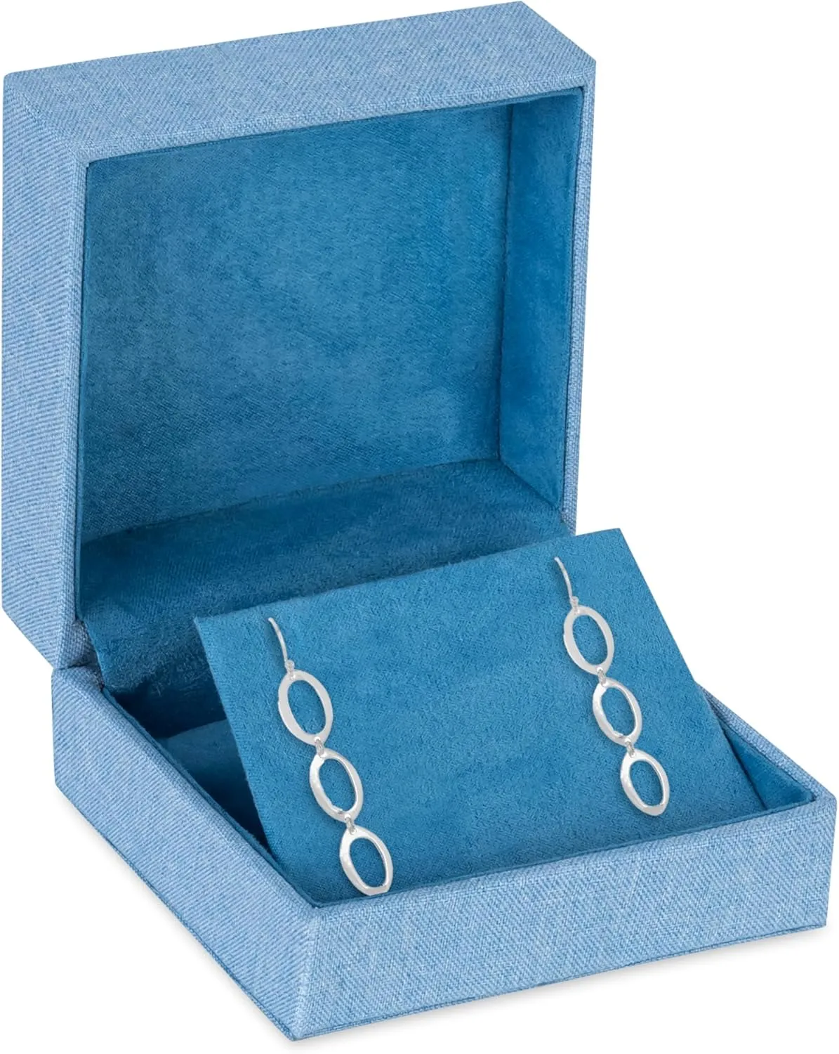 Linen Weave Reversible Earring/Pendant/Necklace Box - Jewelry Gift Box for Earring, Chain, Pendant and Necklace - Pendant/Earring Box for Girls Women & Men - Earring Case Suede Interior
