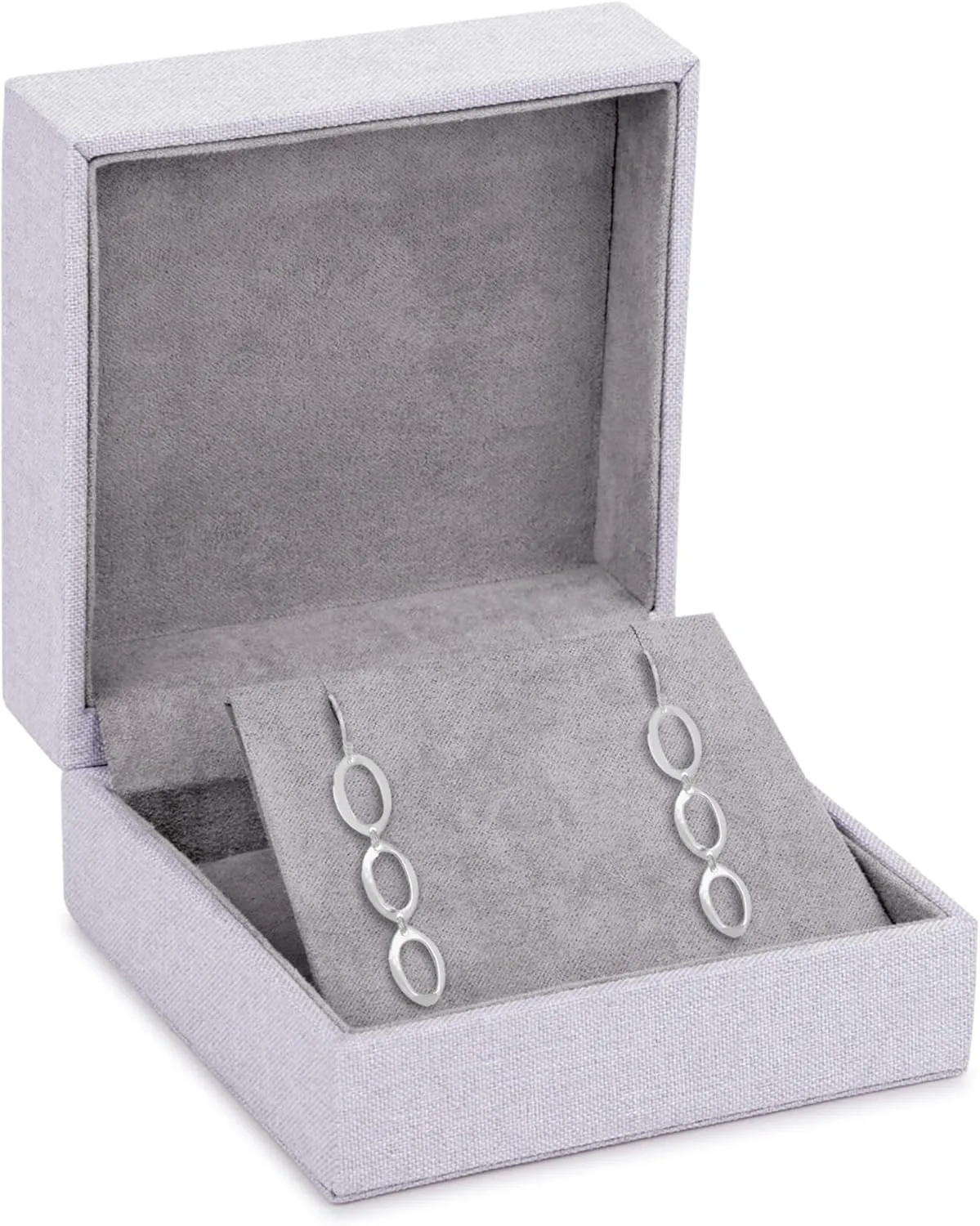 Linen Weave Reversible Earring/Pendant/Necklace Box - Jewelry Gift Box for Earring, Chain, Pendant and Necklace - Pendant/Earring Box for Girls Women & Men - Earring Case Suede Interior