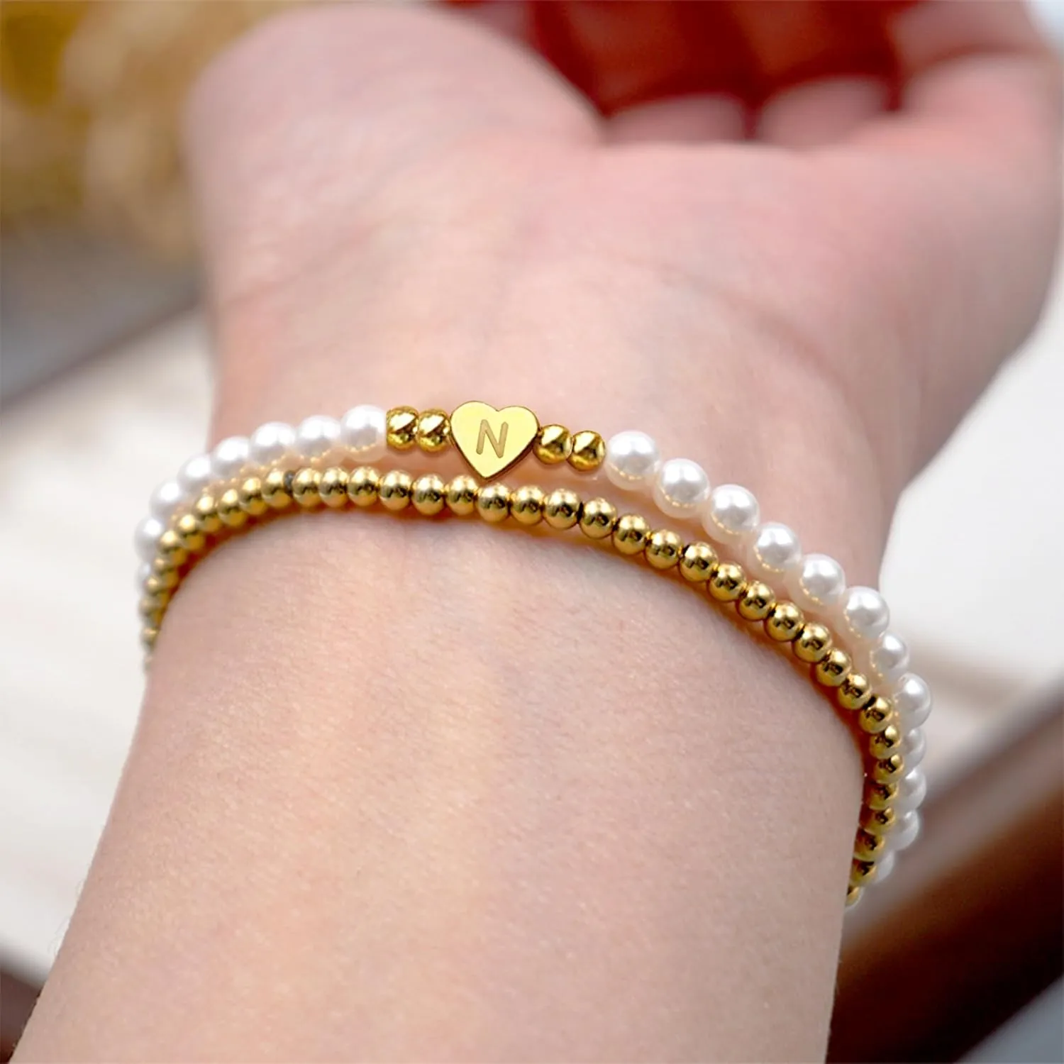 Long tiantian Pearl Bracelets for Women Gold Initial Bracelet Gold Beaded Bracelets Wedding Gifts for Bridesmaids Bracelet Pearl Jewelry Set for Womens Trendy 2025