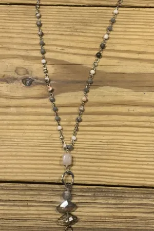 Lost And Found Long Silver Chain Necklace With Colored Beads And Long Fringe Dangle (2)