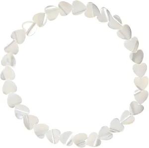 LTC Designs 6mm Heart-shaped White Mother-of-Pearl (Shell) Stretch Bracelet (in Various Lengths: 6.5, 7, 7.5 or 8 inches) for Men, Women, Teens, Trending Stacking Bracelets