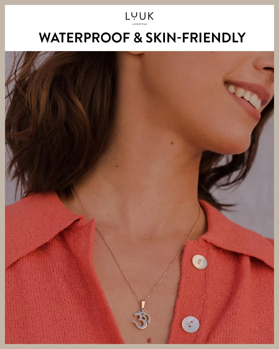 LUUK LIFESTYLE Stainless steel necklace with pendant and HAPPINESS card, 20 adjustable length, lucky charm, friendship chain, Valentine's Day gift, birthday, women's jewelry, silver, gold, rosegold