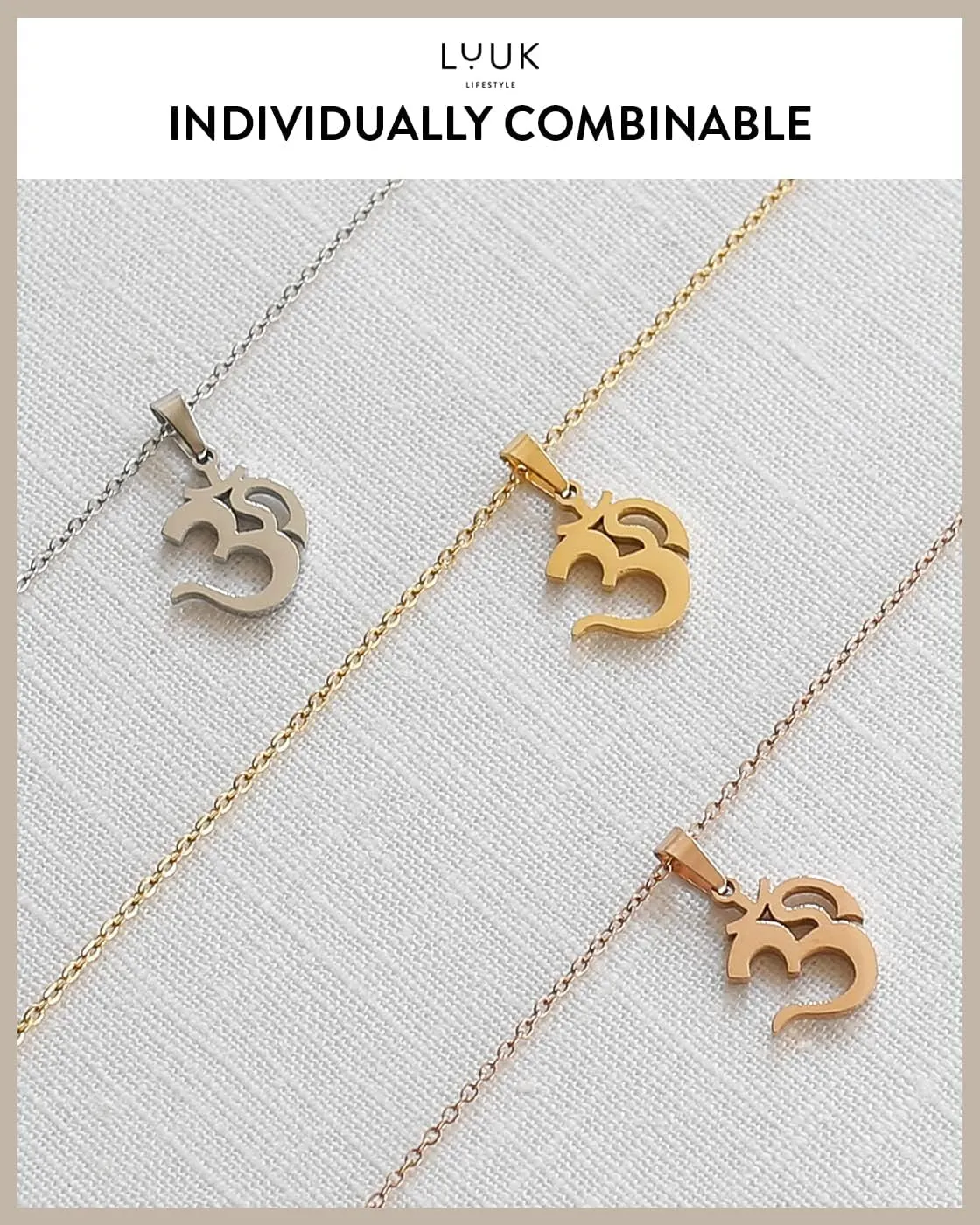 LUUK LIFESTYLE Stainless steel necklace with pendant and HAPPINESS card, 20 adjustable length, lucky charm, friendship chain, Valentine's Day gift, birthday, women's jewelry, silver, gold, rosegold