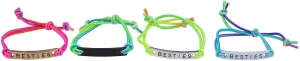 LUX ACCESSORIES Rainbow Corded Besties Best Friends Forever ID Bracelet Set (4pc)