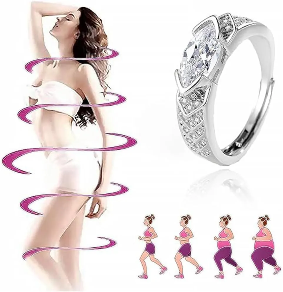 Lymphatic Therapy Titanium Ion Moissanite Diamond Ring For Women, Lymphvity Ring Unclog Bloodstream And Lymph Nodes Adjustable Cubic Zirconia Slimming Up Jewelry Gift