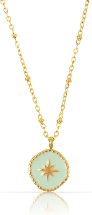 Made by Nami Gold Plated Starburst Necklace in Turquoise Coin Sterling Silver North Star Necklaces for Women