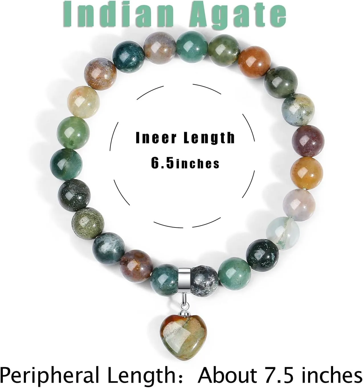 MAIBAOTA Healing Crystal Bracelet for Women, 8 mm Natural Gemstone Beaded Bracelet, Love Heart Bracelet Jewelry Gifts for Birthday Mothers Day Valentine's Day Anniversary