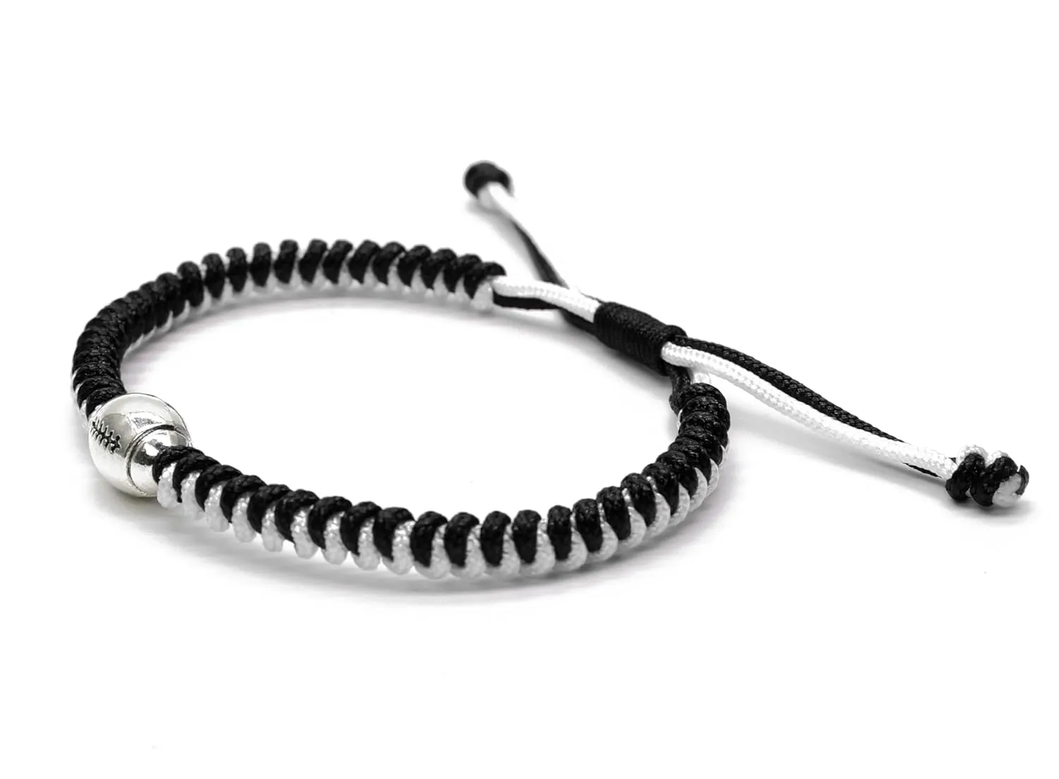 MANYC Football Bracelets For Boys Girls Mens Womens Adjustable Unisex Football Charm Bracelet Weaved Bracelet String Football Charm Football Gifts (Blackwhite 2PCS)