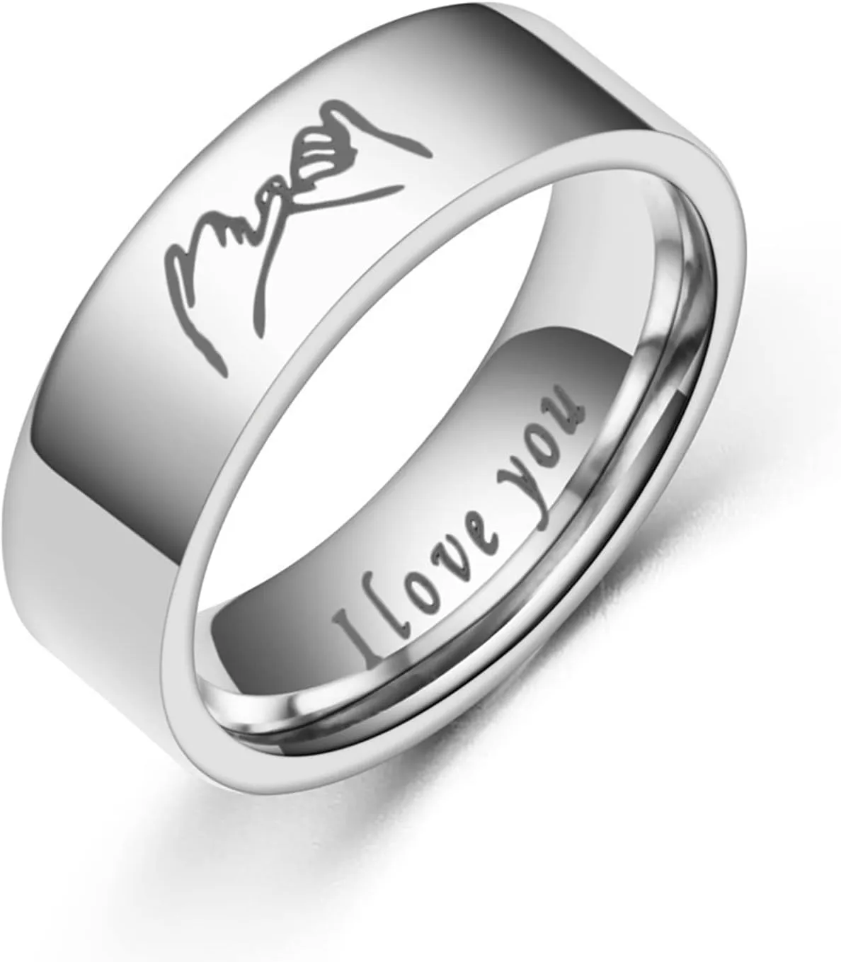 Matching Rings for Couples, I Love You Promise Rings Hand in Hand Pinky Promise Ring Couples Rings Set for Him and Her Stainless Steel Wedding Engagement Bands