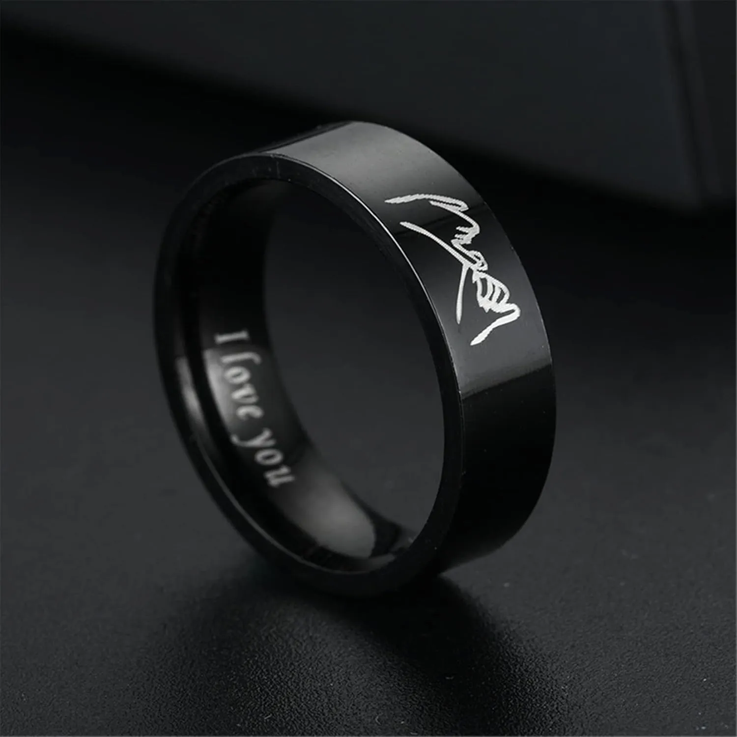 Matching Rings for Couples, I Love You Promise Rings Hand in Hand Pinky Promise Ring Couples Rings Set for Him and Her Stainless Steel Wedding Engagement Bands