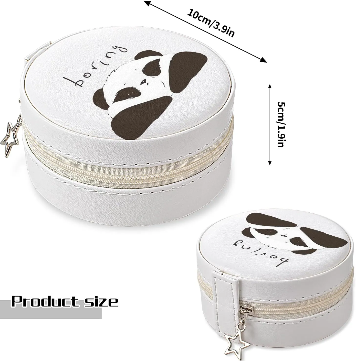 MAYCARI Small Portable Travel Jewelery Box, Cute Boring Panda Pattern Mini Leather Jewelery Box Organiser for Rings Earrings Necklace Bracelets Jewelry Gift for Women Girls Kids