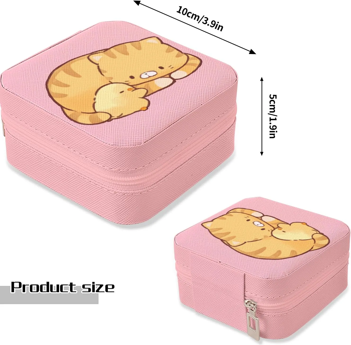 MAYCARI Small Portable Travel Jewellery Box, Cute Cat and Duck Pattern Mini Leather Jewellery Box Organiser for Rings Earrings Necklace Bracelets Jewelry Gift for Women Girls Kids