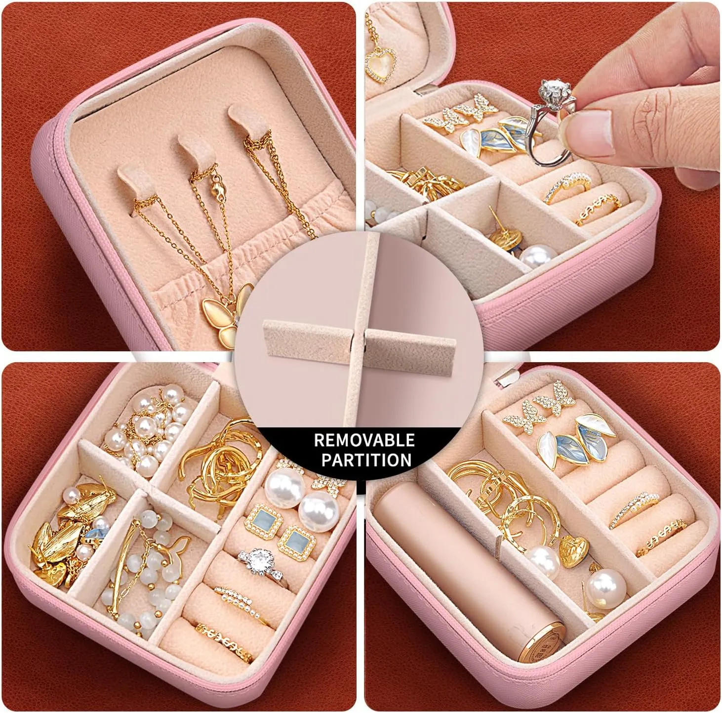 MAYCARI Small Portable Travel Jewellery Box, Cute Cat and Duck Pattern Mini Leather Jewellery Box Organiser for Rings Earrings Necklace Bracelets Jewelry Gift for Women Girls Kids