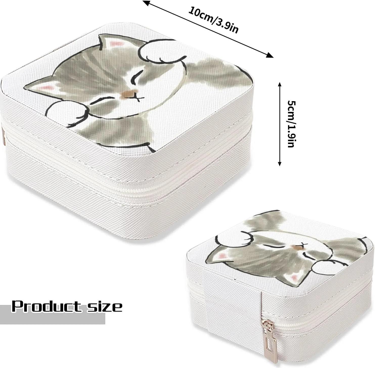 MAYCARI Small Portable Travel Jewellery Box, Cute Cat Pattern Mini Leather Jewellery Box Organiser for Rings Earrings Necklace Bracelets Jewelry Gift for Women Girls Kids