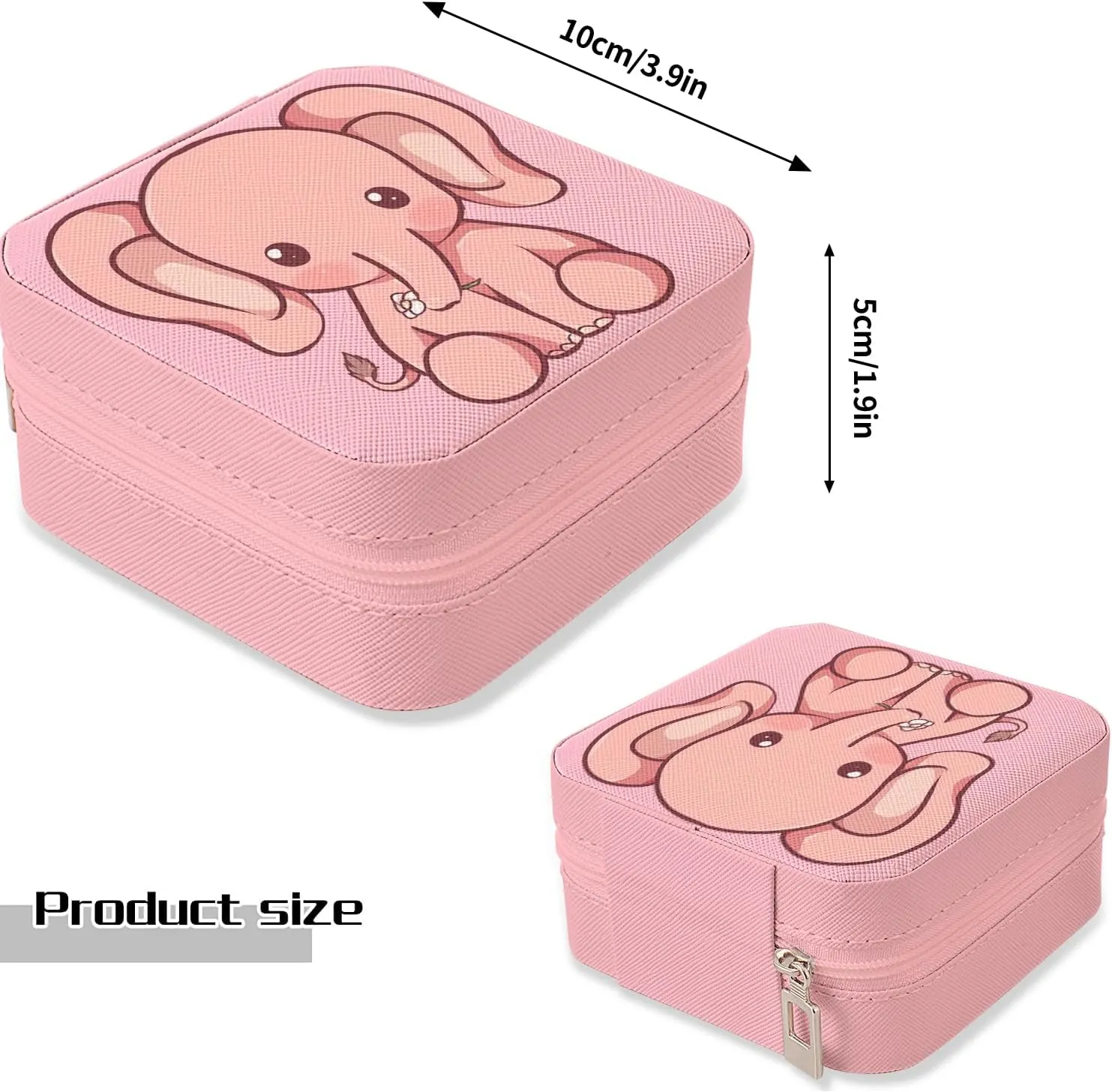 MAYCARI Small Portable Travel Jewellery Box, Cute Elephant Pattern Mini Leather Jewellery Box Organiser for Rings Earrings Necklace Bracelets Jewelry Gift for Women Girls Kids