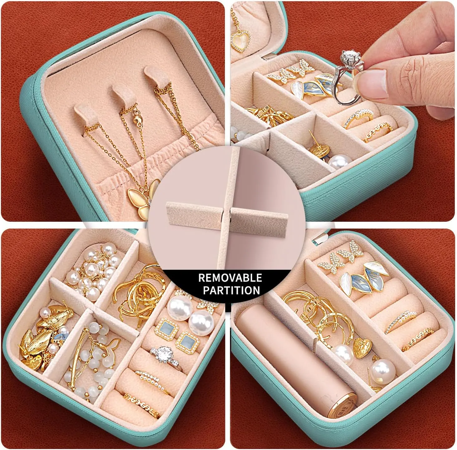 MAYCARI Small Portable Travel Jewellery Box, Cute Penguin Pattern Mini Leather Jewellery Box Organiser for Rings Earrings Necklace Bracelets Jewelry Gift for Women Girls Kids