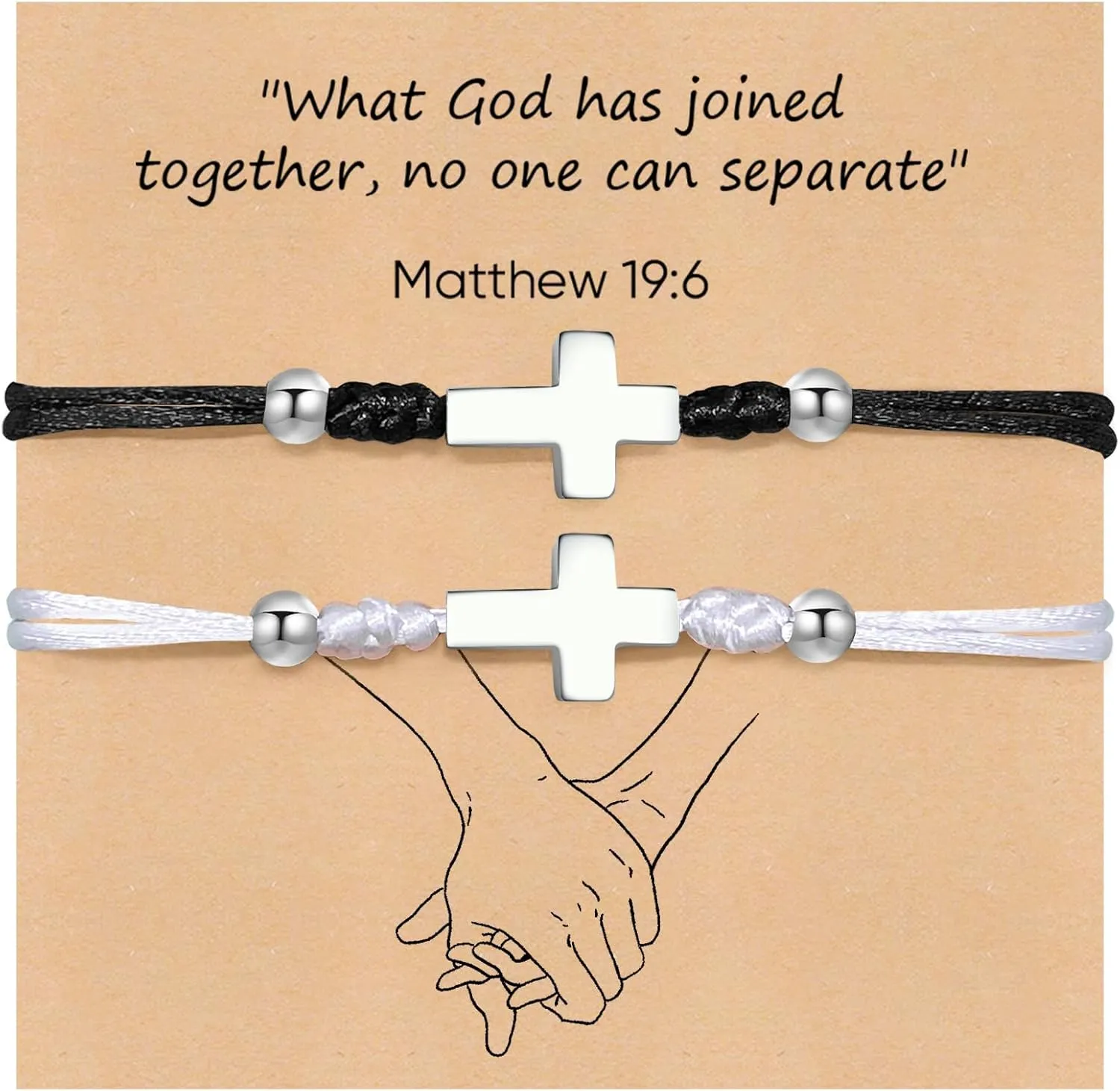 MEALGUET 2 Pcs Handmade Cross Bracelets : Braided Rope String Cross Charm Matching Friendship Couple Bracelets for Men Women Kabbalah Jewelry Religious Baptism Confirmation Christian Gift