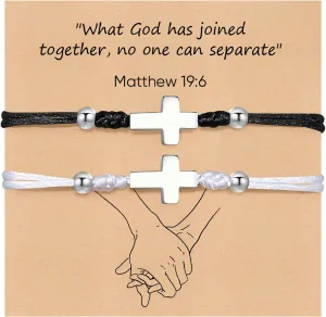 MEALGUET 2 Pcs Handmade Cross Bracelets : Braided Rope String Cross Charm Matching Friendship Couple Bracelets for Men Women Kabbalah Jewelry Religious Baptism Confirmation Christian Gift