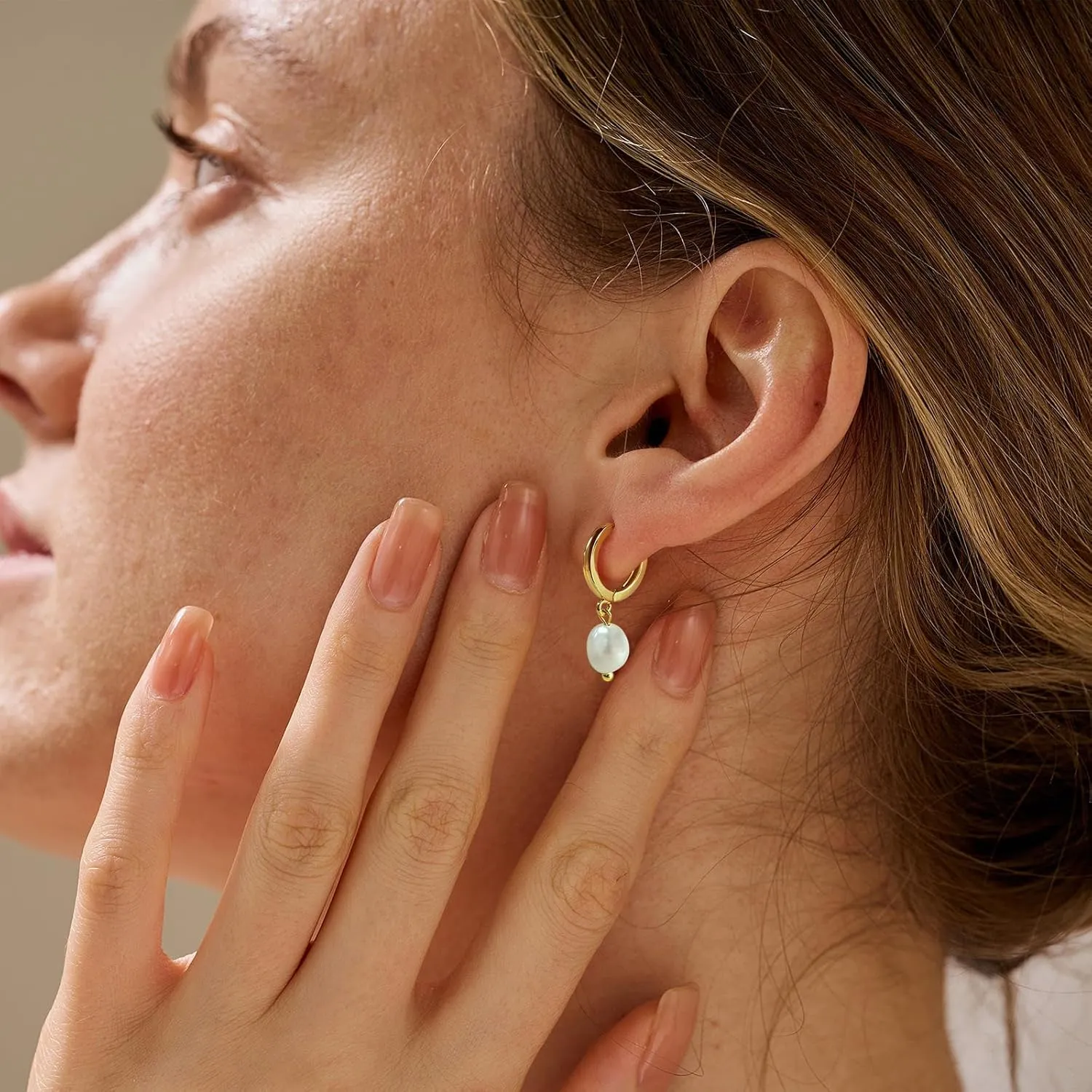 Me&Hz 14K Gold Plated Huggie Hoop Earrings for Women Statement Dainty Gold Filled Cubic Zirconia Dangle Earrings Lightweight Minimalist Aesthetic Drop Earrings for Women Trendy Jewelry Gifts