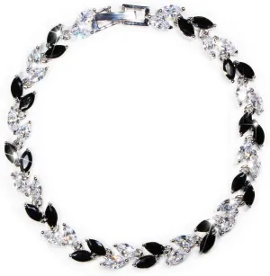 Me&Hz Silver Plated Crystal Tennis Bracelet Cubic Zirconia Birthstone CZ Bracelets Classic Leaf Bracelets for Women Sparkly Formal Wedding Bracelet Jewelry Gift