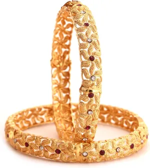 Meenakshi imitation Gujarati Handmade Gold Plated With Stone Bangles Set of 2 Designer Indian Women's Traditional Jewelry Bangle Bracelets Gift For Her
