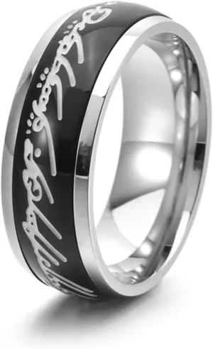 Meilord 8mm Glow Ring The Lord of The Rings Spinner Ring for Men and Women Fidgety Anxiety Magic Ring Luminous Glowing in The Dark Worrying Anxious Rings,Size6-12