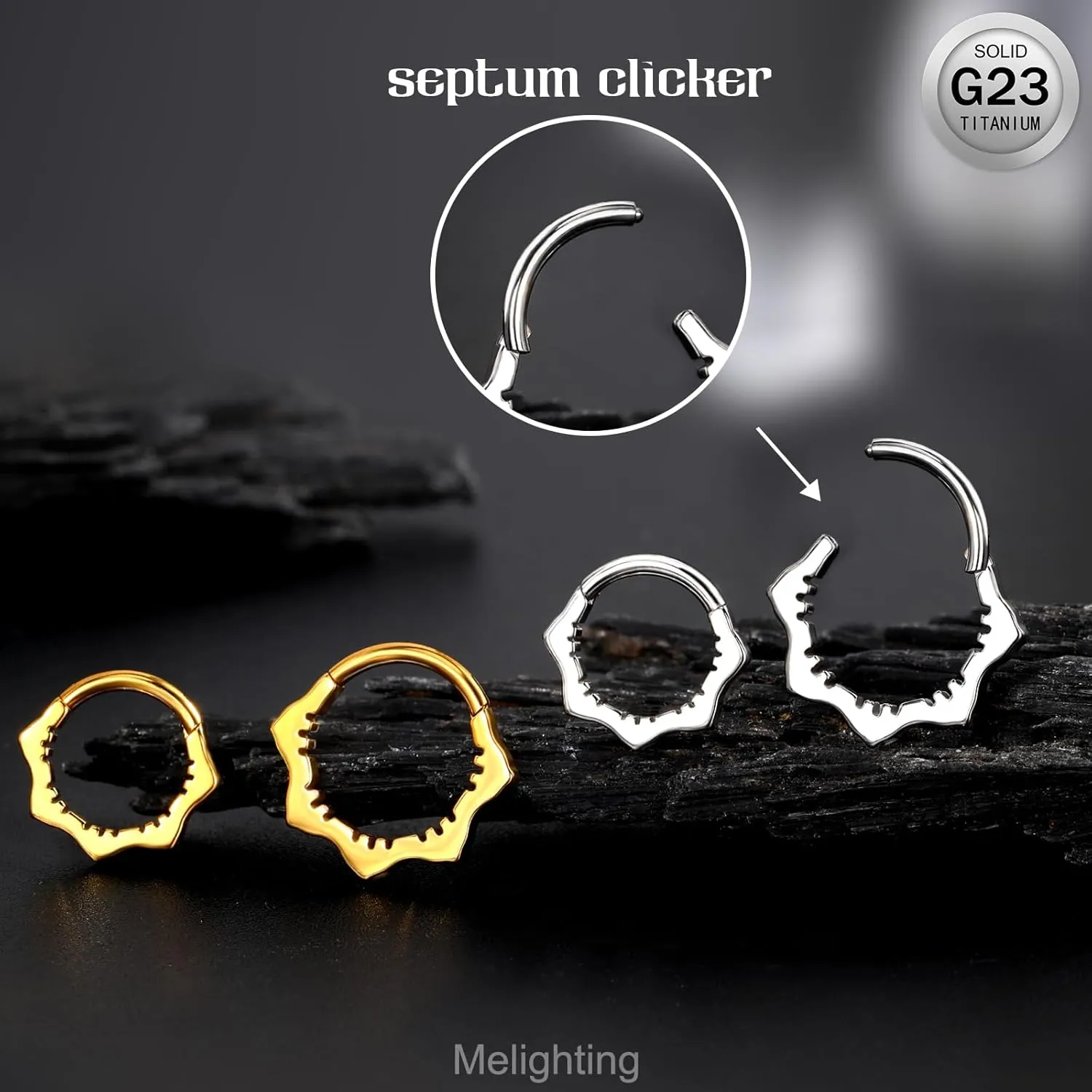 Melighting 16G Flower Septum Ring Titanium Septum Jewelry Cartilage Earring Daith Piercing Jewelry For Women Septum Clicker, USMSPT054