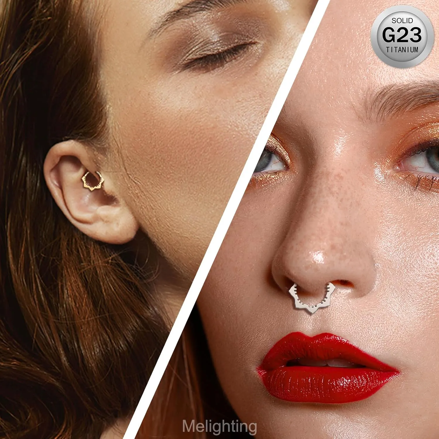 Melighting 16G Flower Septum Ring Titanium Septum Jewelry Cartilage Earring Daith Piercing Jewelry For Women Septum Clicker, USMSPT054