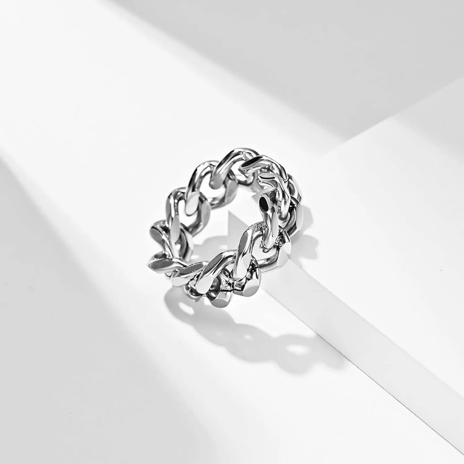 Men Rings Stainless Steel, Wedding Rings for Couples Chains for Engagement Anniversary Valentine
