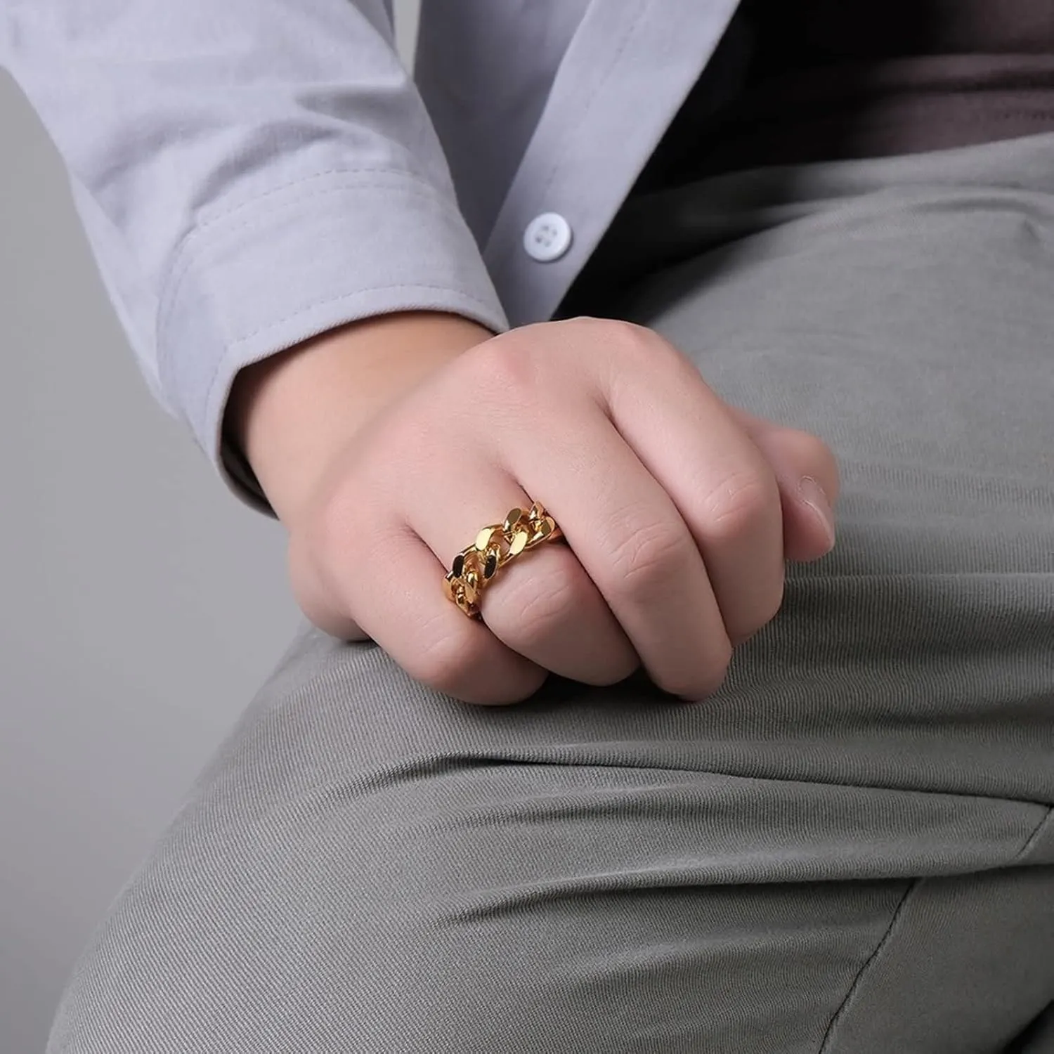 Men Rings Stainless Steel, Wedding Rings for Couples Chains for Engagement Anniversary Valentine