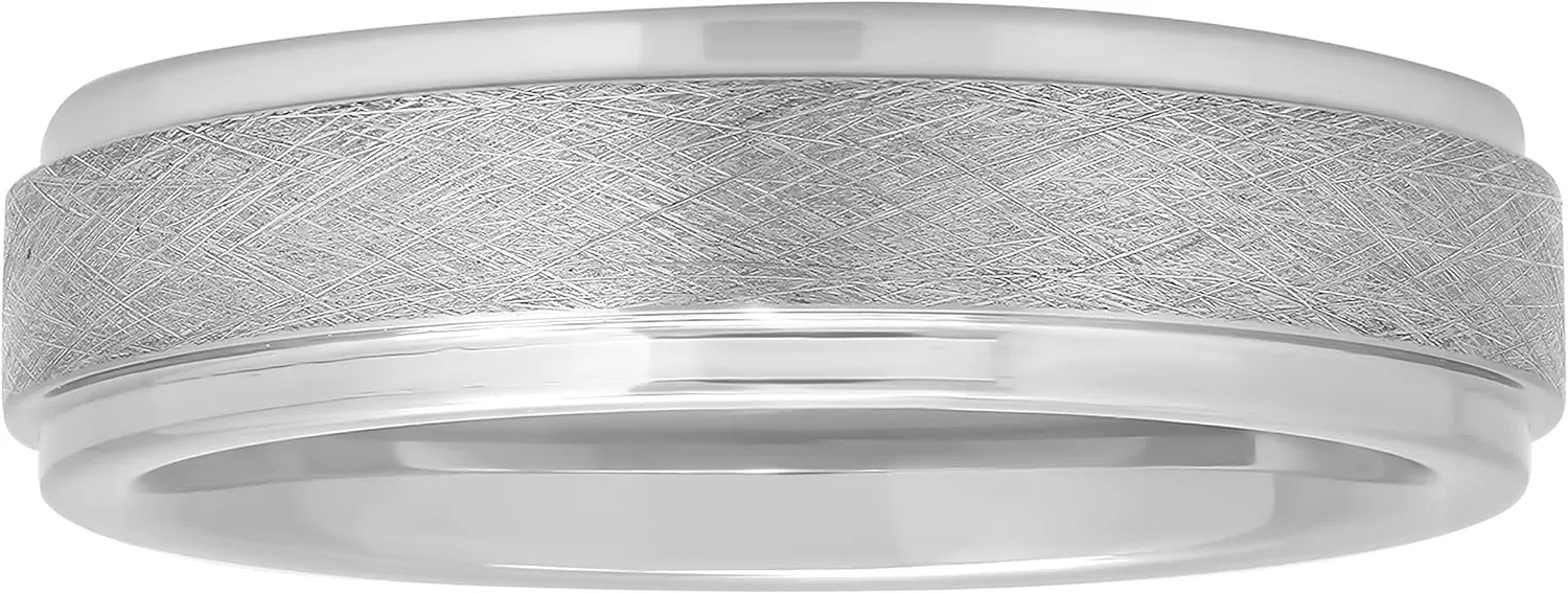 Men's 6mm Tantalum Carbide Contemporary Bands - Choice of Designs with Step Edges