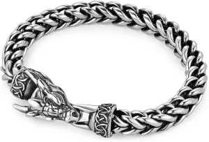 Men's Dragon Head Bracelet, Stainless Steel Cuban Link Chain, Silver ColorHiphop Punk Rock Style