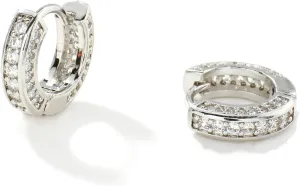 Mens Sterling Silver & 14K Gold Plated Cubic Zirconia Huggie Hoop Earrings for Men  Sparkling, Stylish Jewelry, Gift for Him on Valentine's, Birthday, or Father's Day