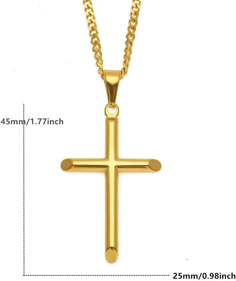 Mens Womens Cuban Link Chain 18K Gold Plated 3-6mm Stainless Steel Curb Necklace,Fashion Jewelry,Wear Alone or with Pendant,18-26 Inch