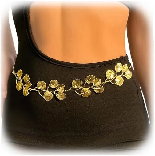 Metal Leaf Pendant Waist Chain Belt Bikini Waist Chains Jewelry Sexy Belly Body Chain Belt Jeans Dress Long Waistband Summer Beach Body Jewelry for Women
