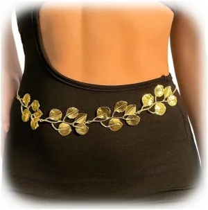 Metal Leaf Pendant Waist Chain Belt Bikini Waist Chains Jewelry Sexy Belly Body Chain Belt Jeans Dress Long Waistband Summer Beach Body Jewelry for Women