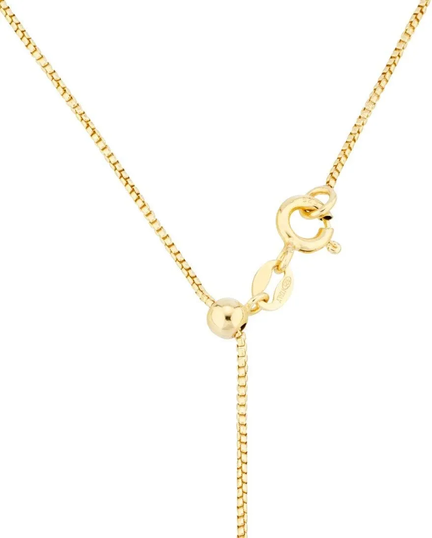 Miabella 925 Sterling Silver or 18K Gold Plated Italian 1mm Adjustable Solid Thin Bolo Box Chain Necklace for Women / 14-24 Inch Slider/Made in Italy