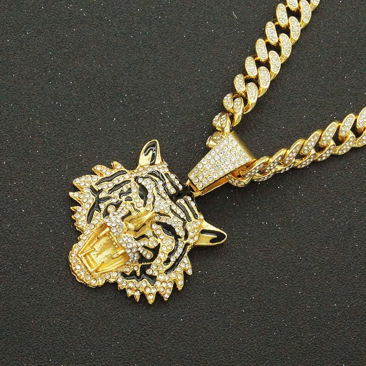 Miami Necklaces Cuban Pedant Necklace, Iced Out Bling Diamond Jewelry Silver/Gold Hip Hop Cuban Link Chains for Men Women