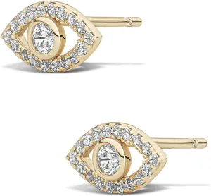MILLA CZ Gold Stud Earrings & Sterling Silver Stud Earrings - Inspirational Boho Earrings for Women Trendy Indie Jewelry, Hippie Jewelry