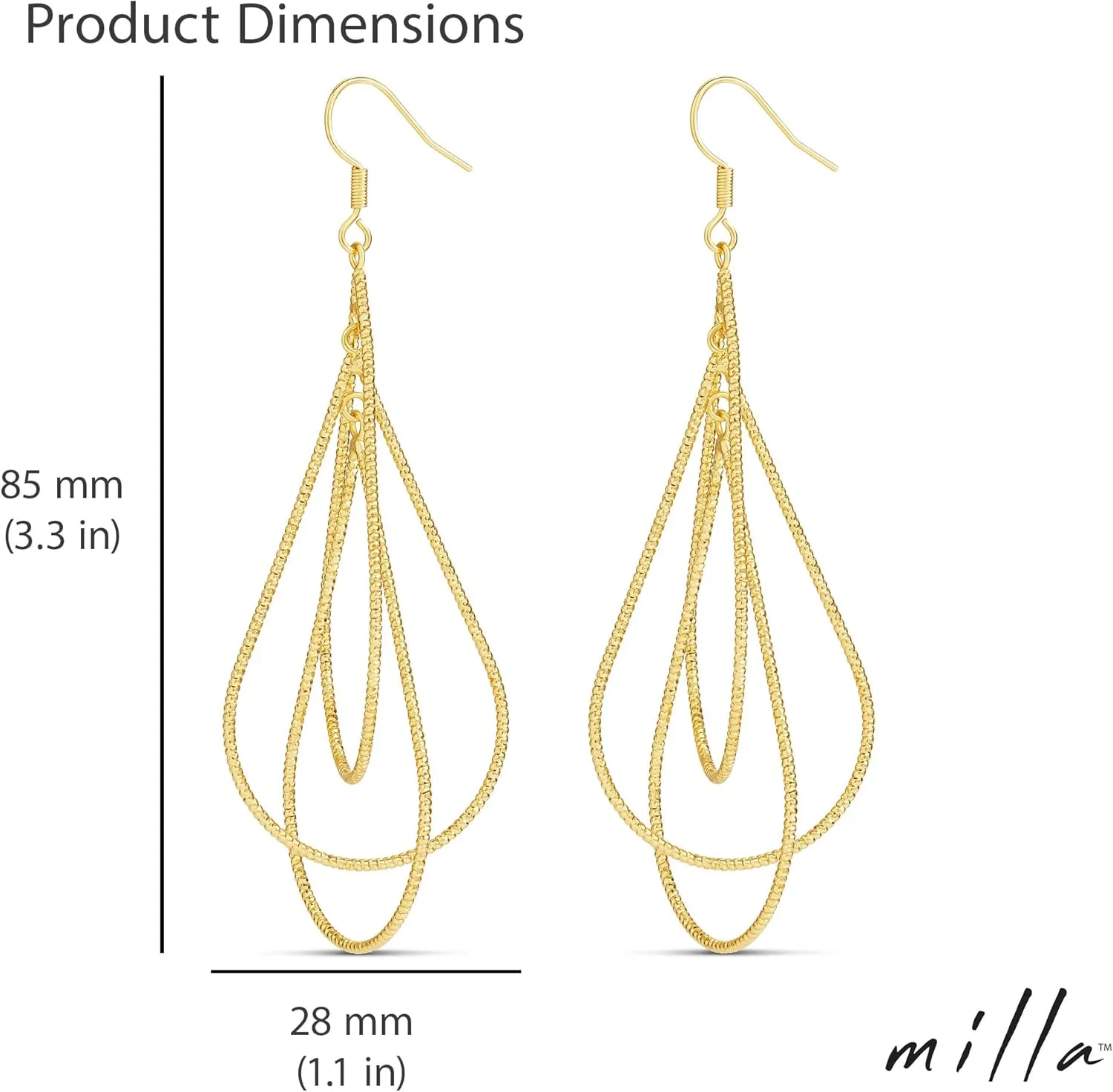 MILLA Teardrop Earrings - Designer Silver Statement Earrings or Gold Dangle Earrings for Women Trendy Upscale Dangly Earrings