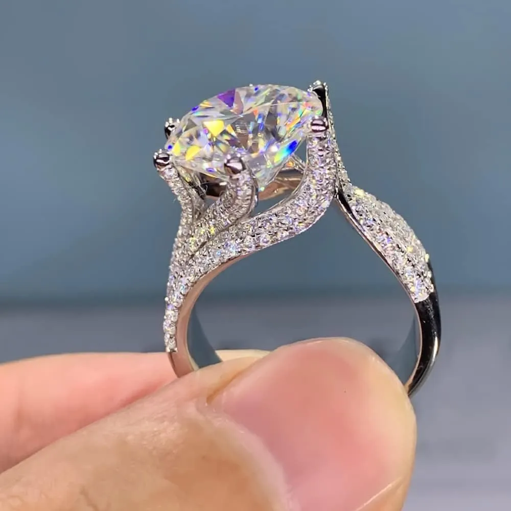 Mnyixsi Sterling Silver 6-Prong Engagement Rings for Women Simulated 1.0 CT Diamond Or Moissanite Engagement Ring Promise Bridal Ring Sterling Silver Cubic Zirconia Wedding Bridal Ring Size 7