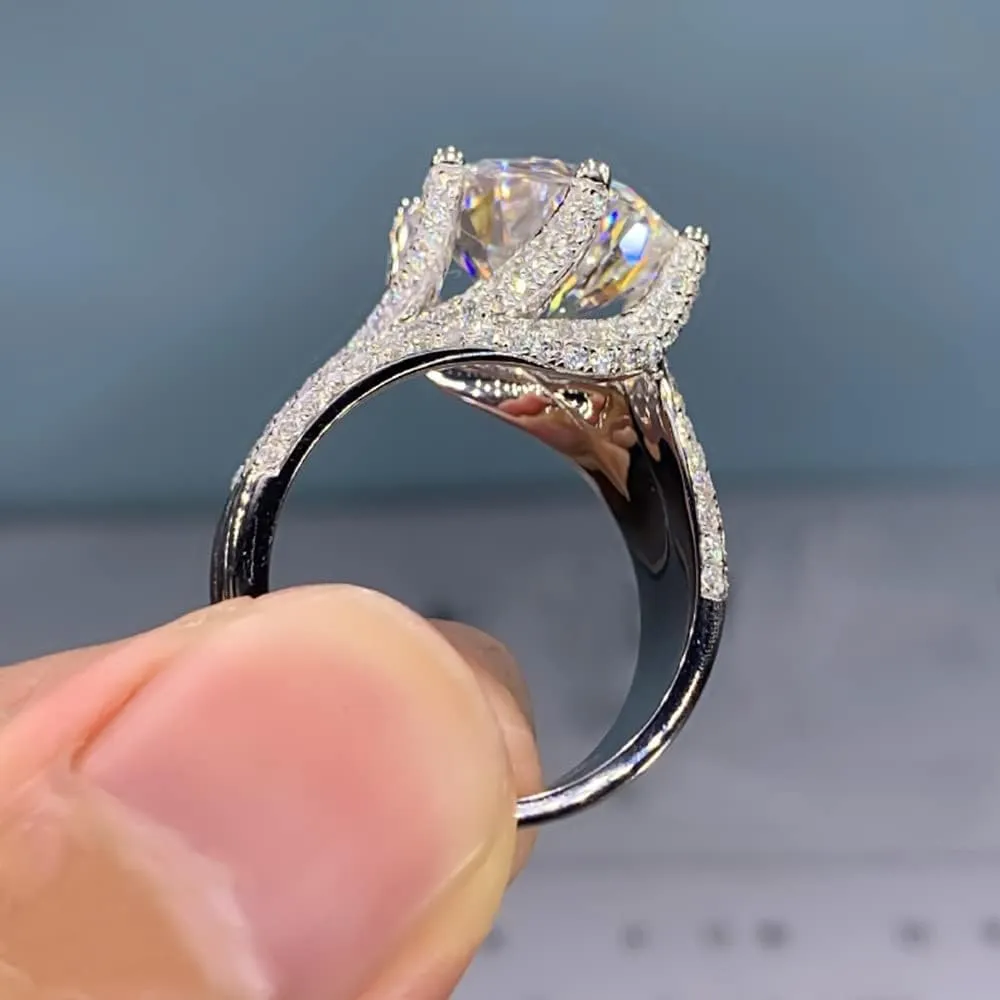 Mnyixsi Sterling Silver 6-Prong Engagement Rings for Women Simulated 1.0 CT Diamond Or Moissanite Engagement Ring Promise Bridal Ring Sterling Silver Cubic Zirconia Wedding Bridal Ring Size 7
