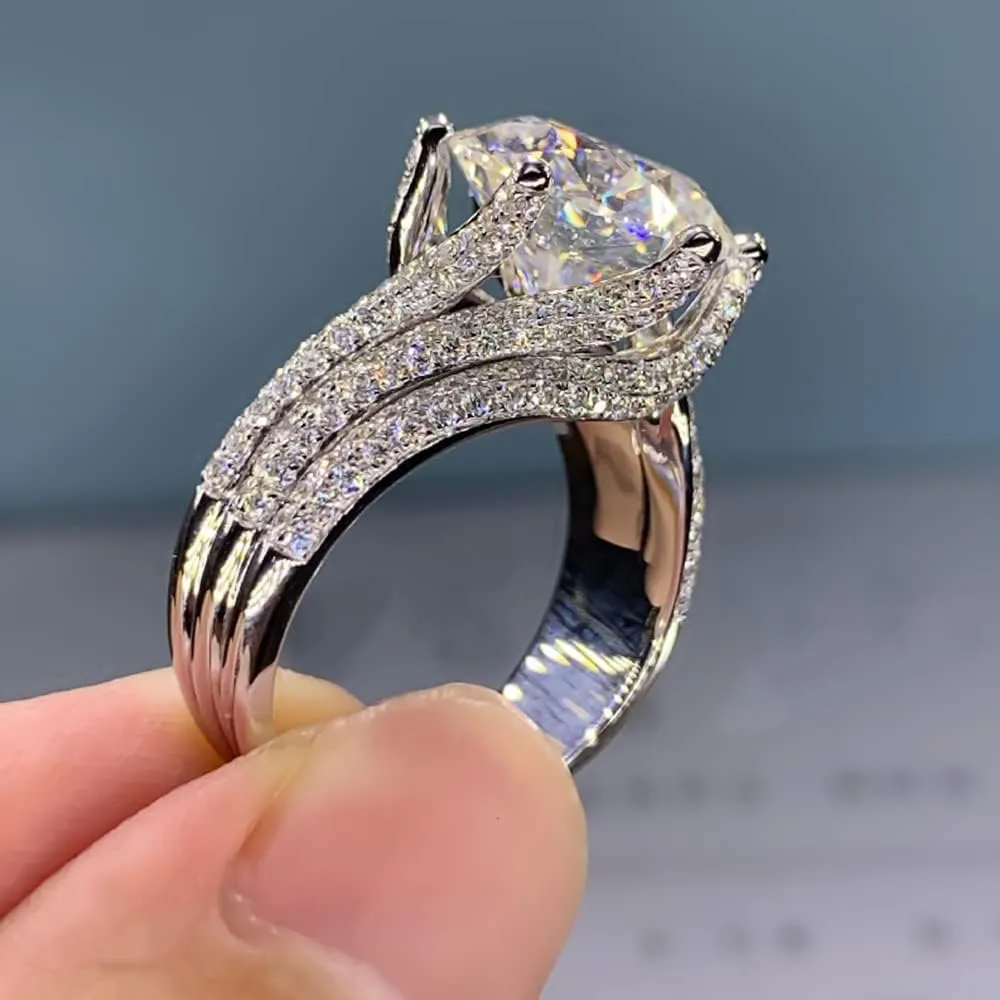 Mnyixsi Sterling Silver 6-Prong Engagement Rings for Women Simulated 1.0 CT Diamond Or Moissanite Engagement Ring Promise Bridal Ring Sterling Silver Cubic Zirconia Wedding Bridal Ring Size 7