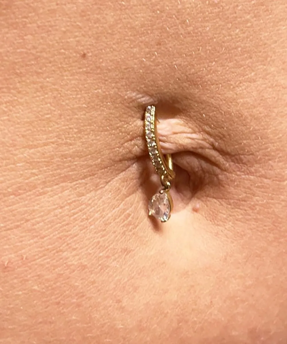 MODRSA Belly Jewellery Piercing - Belly Button Rings with silver & Pink Pearl Navel Opener