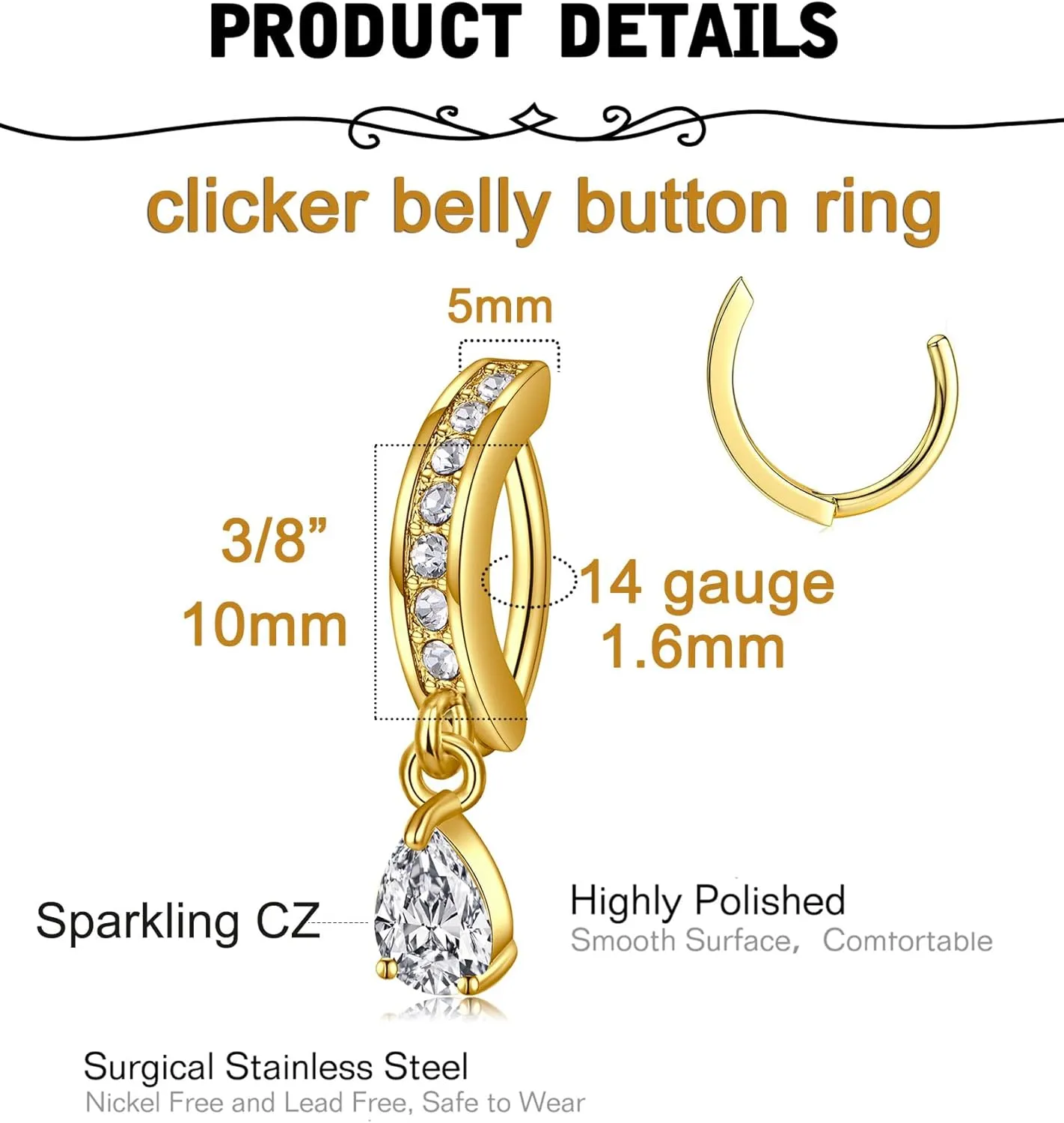 MODRSA Belly Jewellery Piercing - Belly Button Rings with silver & Pink Pearl Navel Opener