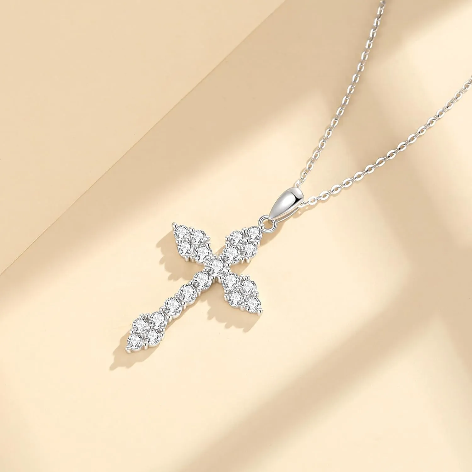 Moissanite Cross Necklace for Women Men,925 Sterling Silver Cross Necklaces 1.2/2.8/3.0 CTTW D Color VVS1 Moissanite Pendant,Christian Gift for Women Men