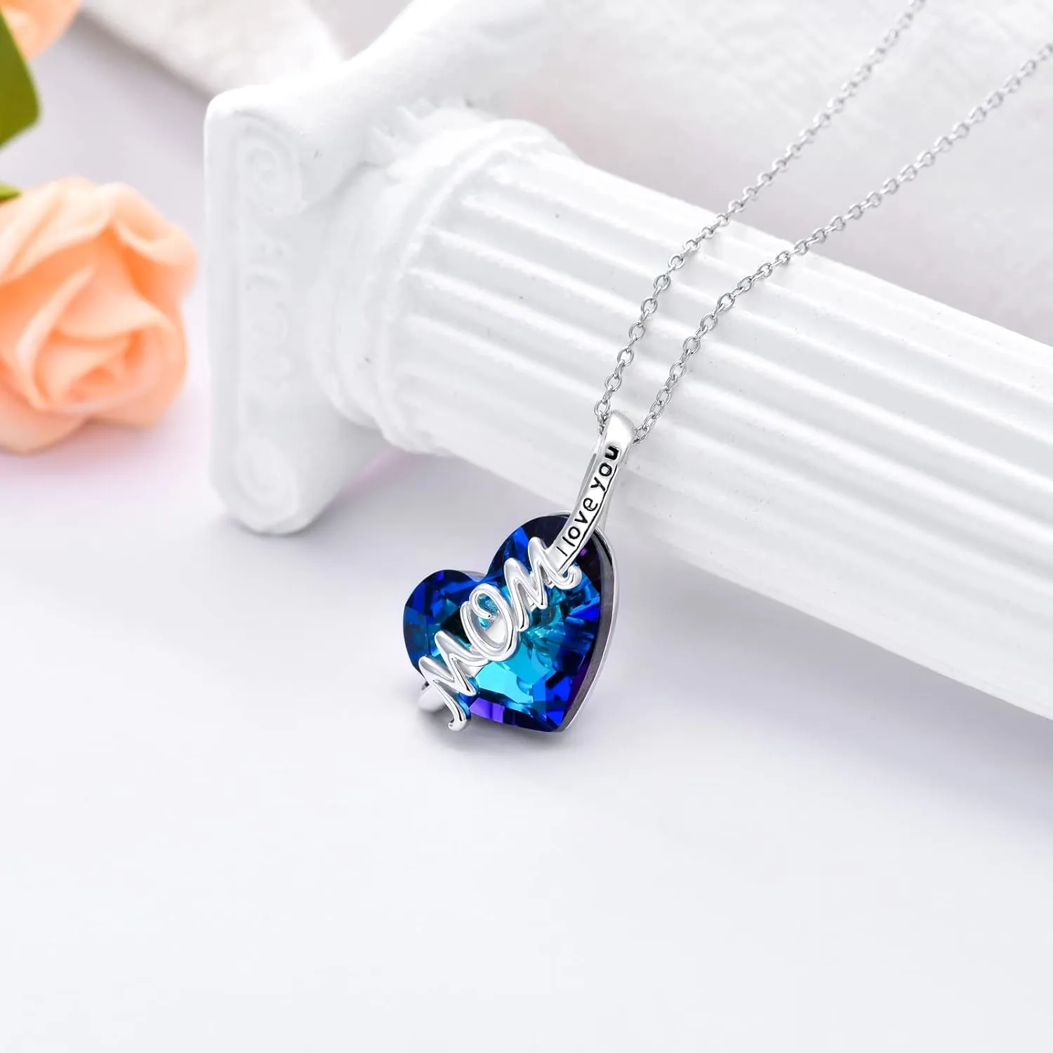 Mom Necklace Sterling Silver Mom Pendant Heart Necklace Jewelry Mother's Day Necklace for Mom Mama Women