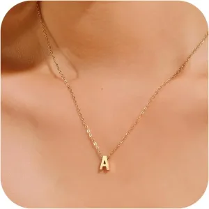 Mothers Day Gift Initial Necklace for Women | 18K Gold Silver Plated A-Z Initial Necklaces | Dainty Cute Trendy Love Heart Pendant | Tiny letter necklace